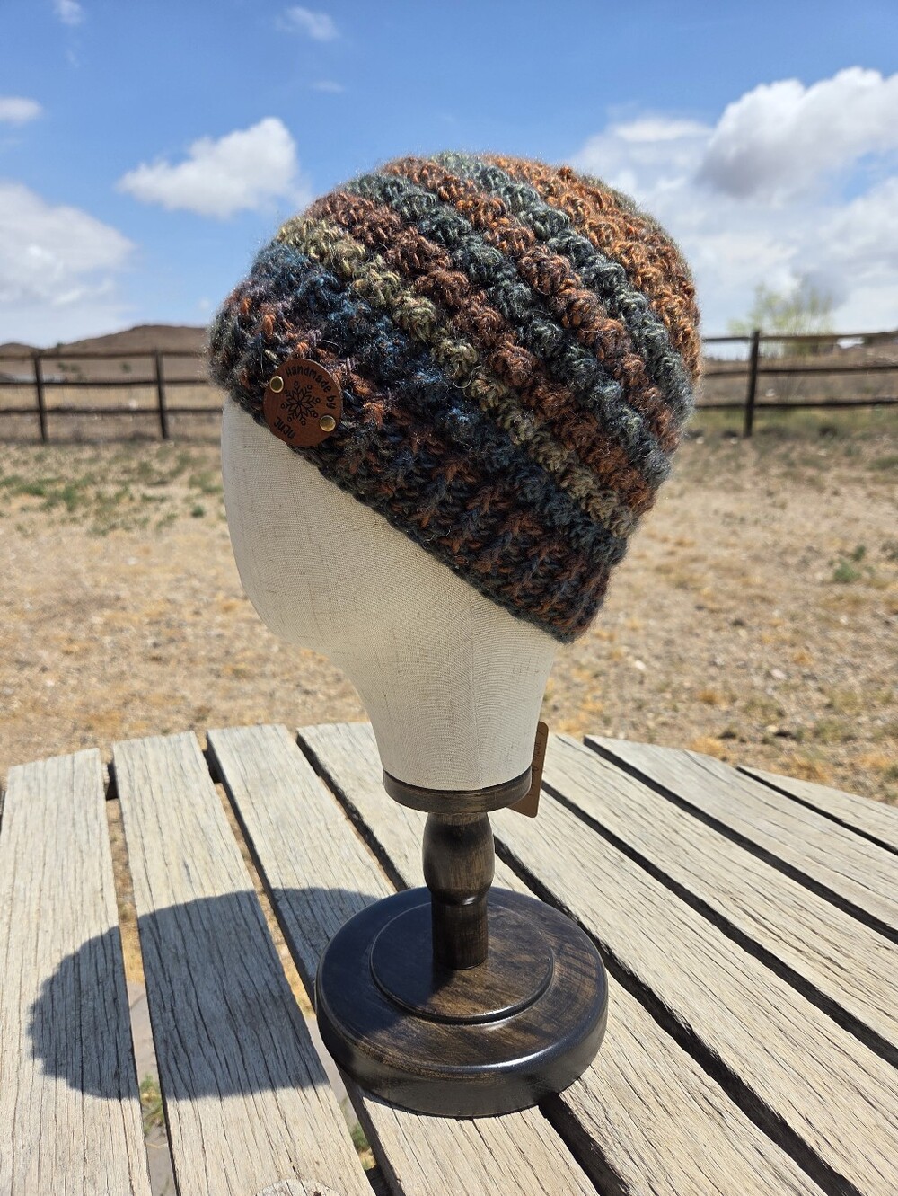 Artisan Handmade Crochet Wool Blend Unisex "Mossy Pebbles" Cozy Boho Beanie Hat